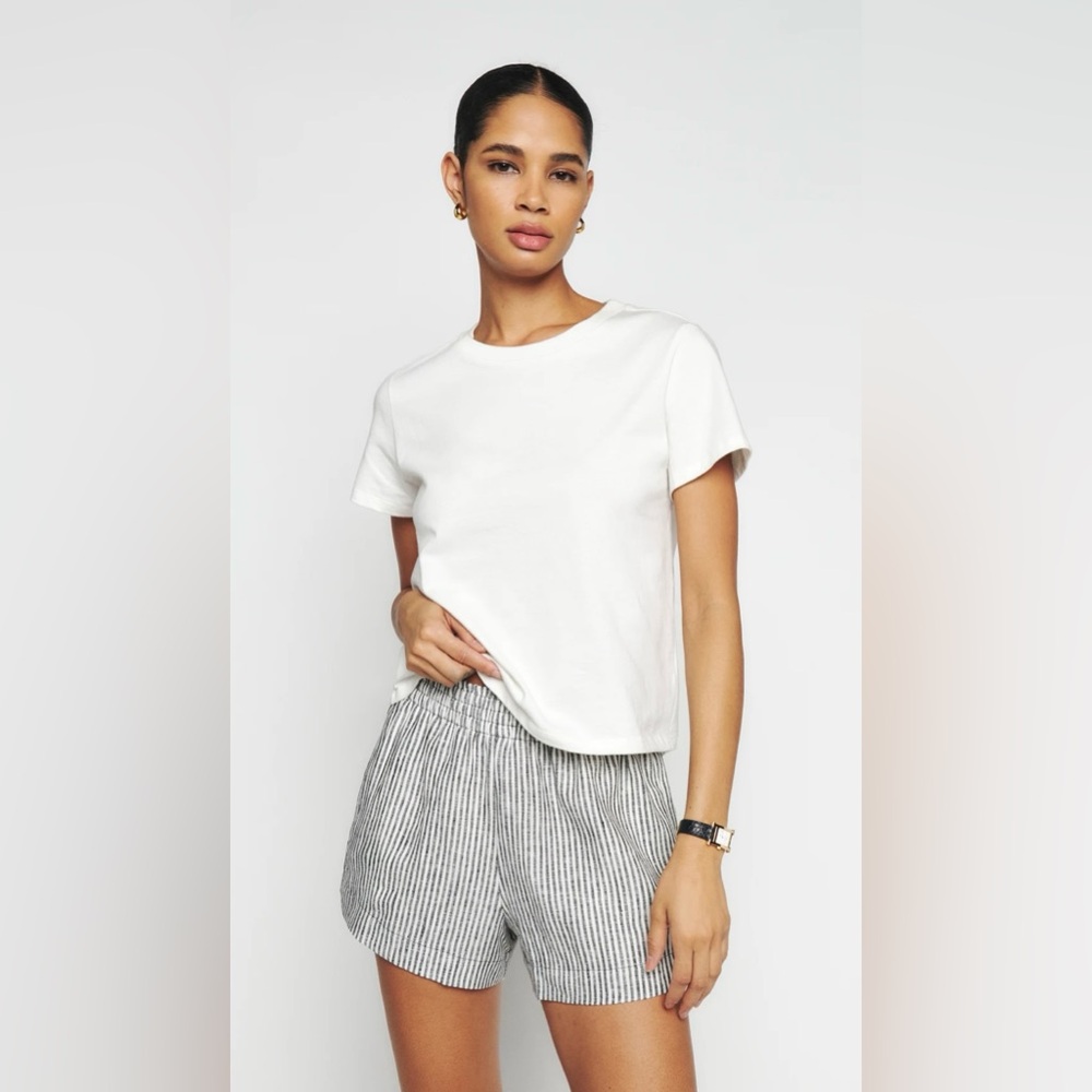Reformation Black and White Striped Women Shorts